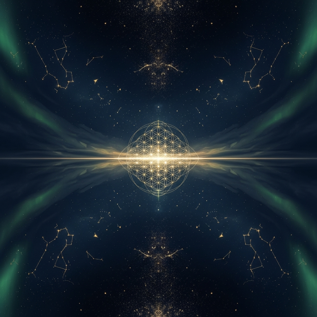 As above so below - cosmic mirror with sacred geometry